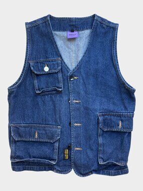 MRGGR Studio Japanese Style Blue Denim Button Down Vest - Mens Medium